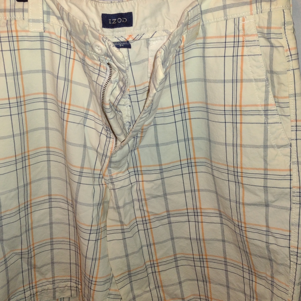 Izod Checkered Shorts in Blue and Orange